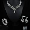 Kakonia Silver Crystal Wedding Bridal Jewelry Set for Women Prom