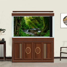 Aquarium Background Tropical Forest Stream Terrarium Background Rainforest Lush Jungle Moss Huge Tree Terrarium Background Original Jungle Style Reptile Habitat Background Vinyl Decor 48x24in