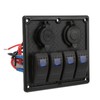 4 Gang Rocker Switch Panel LED Waterproof Dual USB Charging