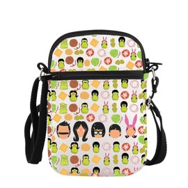 PLITI Bobs Burgers Crossbody Bag Bobs Family Inspired Gift Bobs Fans Gift Bobs Cartoon TV Show Gift For Women (Burger Head ZCbag)