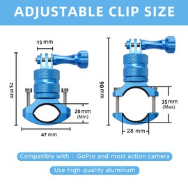 ParaPace Mountain Bike Mount for GoPro Hero 12/11/10/9/8/7/6/5s/5/4s/4/3+, 360 Degree Rotation Aluminium Bike Handlebar Holder Bicycle Rack Adjuster for Action Camera DJI Xiaoyi CASIO(Blue)