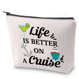 ZJXHPO Cruise Vacation Cosmetic Bag Life Is Better On A Cruise Makeup Bag With Zipper Summer Vacation Travel Case Beach Life Gift (Cruise)