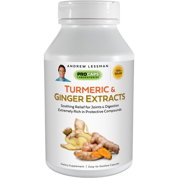 ANDREW LESSMAN Turmeric 200 Ginger Root 200-240 Capsules – Naturally Soothe The Joints and Digestive Systems. Two Pure Extracts. Protective, Anti-Aging, Anti-oxidant Properties. No Additives