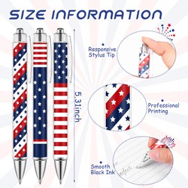 Supervitae 30 Pcs American Flag Ballpoint Pen Independence Day 1.00 mm Black Ink Pens Patriotic Stars Stripes Stationery for Home Office Supplies 4th of July Souvenirs Gifts for Veterans Memorial Day