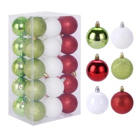 30ct Christmas Ball Ornaments, 2.36" Shatterproof Tree Decorations, Perfect Hanging Ball for Indoor/Outdoor Holiday Party Decor (Red-Green-White)