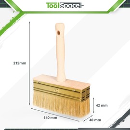ToolSpace Quast 140 mm Professional Surface Brush, Ceiling Brush, Paste Brush, Facade Brush, Wooden Handle, Paste Brush, Wallpaper Paste, Wallpapering Brush, Bristle Brush for Primer, Deep Primer