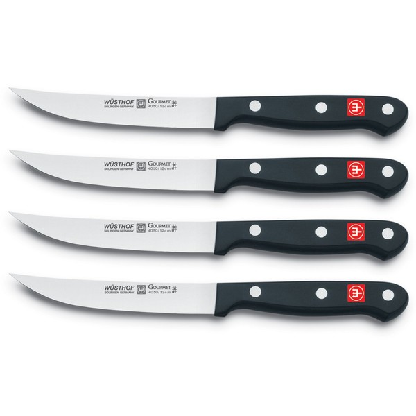 WÜSTHOF Gourmet Four Piece Steak Knife Set (Blister Pack) | 4-Piece German Knife Set | Precise Laser Cut High Carbon Stainless Steel Kitchen Steak Knife Set – Model 8464
