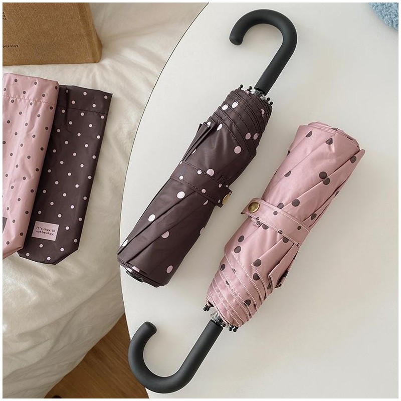 작은 도트 무늬 접이식 휴대용 데일리 양우산 Small Polka Dot