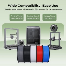 Creality 3D Printer Filament, 1.75mm Bundle 2kg PLA Printer Filament, Dimensional Accuracy +/- 0.02mm, No-Tangling Strong Bonding & Overhang Performance, Fit Most FDM Printer (Black & White 2-Pack)
