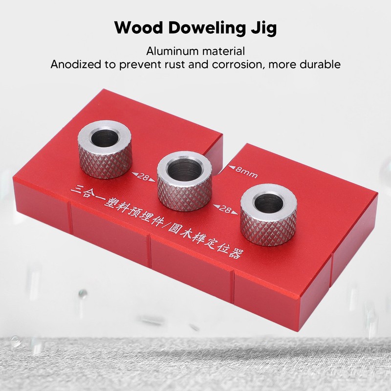 Wood Doweling Jig Drill Guide 3 in 1 Locator Hole