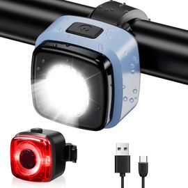 Antimi Bicycle Light Set, StVZO-Approved Lighting Set LED IPX5 Front Light + Rear Light Bicycle Light Set USB Type C