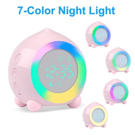 Ayybboo Alarm Clock for Kids Digital Sunrise Simulator Alarm Clock Bedside Mains Powered for Girls Boys Bedroom LED Silent Alarm Clock (Pink)…