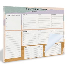 Weekly Planner Pad Tear Off - 52 Undated Weekly Planner, 8.5" x11", Weekly Daily To Do List Notepad, Full Year Productivity Planner, Weekly Desk Planner Notepad, Work Planner (Cutout)