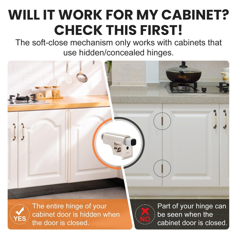 5 Pack Soft Close Damper for Cabinet Doors/Wardrobe Doors,Adjustable Hydraulic