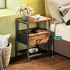 Huuger Night Stand with Fabric Drawer, Side Table with Mesh