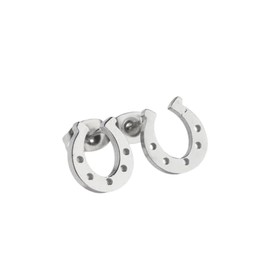 Stainless Steel Horseshoe Stud Earrings Minimalist Lucky Horseshoe Stud Earrings for Women Horse Animal Lover-Silver