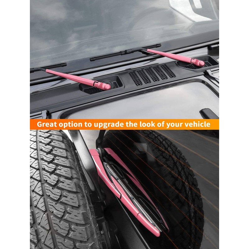 Savadicar 3-Piece Pink Windshield & Rear Wiper Trim Set for