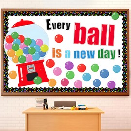 Bubble Gumball Bulletin Board Set Back to School Classroom Bulletin Board Decorations Colorful Gumball Machine Candy Cutout Border Decoration Gum Elementary Classroom Chalkboard for Teacher Wall Decor
