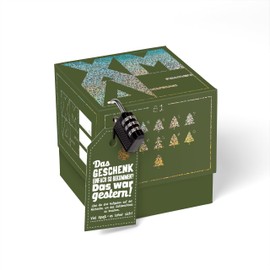 SURPRISA Christmas Gift Box - Glitter Design in Green with XMAS Print, Size S (12 cm)