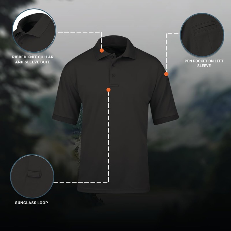 Propper Men's Uniform Cotton Polo, Black, Large