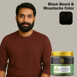 Buddha Natural Beard & Moustache Black Color - Plant Based Natural - Instant, Ammonia Free Get Natural Black Beard, No Harmful Chemicals (50G)