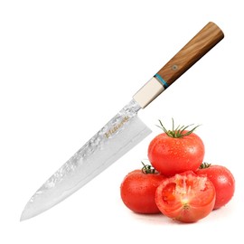 210mm Chef Knife, Premium 67 layers of Damascus+9CR18MOV HC Steel Core - Turquoise & Olive Wood Handle, Kitchen Cooking Chef's Knife, Exquisite Box for Family & Restaurant, Sliver