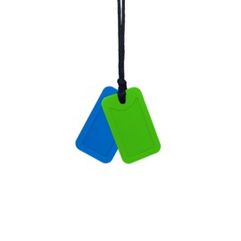 Sensory Oojamabobs - Dog Tags Pendant chew Necklace - Autism - Green Mix 'N' Match! (Green & Blue)