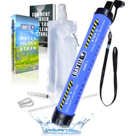 BAYTIZ Outdoor Water Filter + Water Bottle - Water Filter Straw Survival Kit Hiking Camping Equipment Water Conditioner Drinking Water Filter System Water Filters Flash Straw Mini
