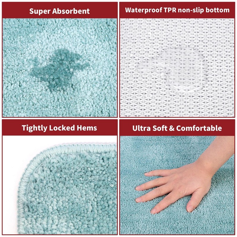 Vinsani Bath Mat Non Slip Bathroom Mat Thickened Fluffy Microfiber