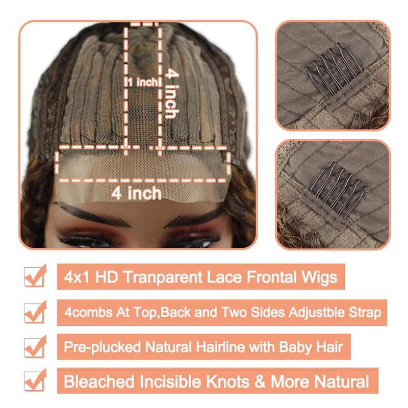 Peenoll Highlight Dark Brown Chocolate P4/30 Jerry Curly Wig Glueless