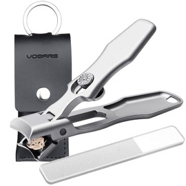 VOGARB VOGARB Nail Clippers for Men Thick Nails Large Wide Jaw Opening Toenails Clippers for Seniors Long Handle Heavy Duty Portable Ultra Sharp Fingernail Clipper with Catcher for Adult Women (Silver)