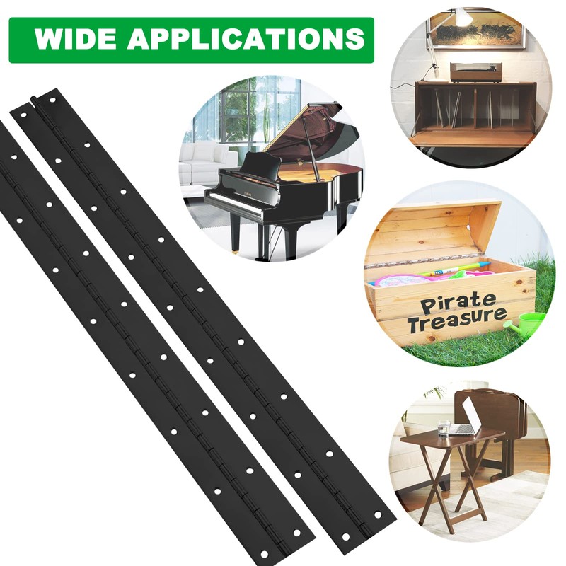 2Pack Heavy Duty Piano Hinge, 2" Open Width x 20"