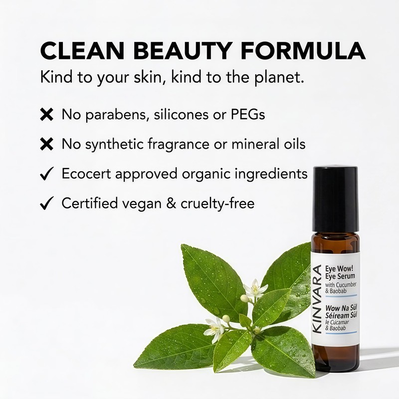 Kinvara Natural Caffeine Eye Roller for Dark Circles and Puffiness