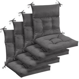 Sintuff 44 x 21 x 4 Patio Chair Cushions Outdoor Indoor Seat/Back Chair Cushions Tufted Pillow with Ties All Weather Replacement Cushions Patio Furniture Cushions Outdoor Furniture(Dark Grey,4 Pcs)