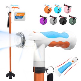 BigAlex Folding Walking Cane with Two Led Lights for Elderly Solid Base Adjustable Walking Stick with Carrying Bag for Men Women