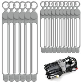 Organizador de cables de silicona para gestión de cables, 16 unidades de 4.5 y 7.1 pulgadas, organizador de cables reutilizables, accesorios electrónicos para el hogar, oficina, cocina, escuela, viajes (gris)