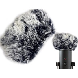 Lhbwhiz Microphone Windscreen, Muff Fur Windscreen, Mini Wind Pop Filter Foam Microphone, Lavalier Fur Filters Wind Noise, Compatible with Mic and More (Frost Black)