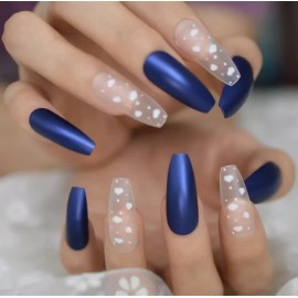 Unbranded Butterfly White Frosted Matte Long Coffin Press On Nails Fake False 24 Pc Set