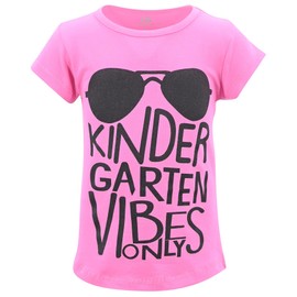 Unique Baby Girls Kindergarten Vibes Only Back to School T Shirt (5t, Pink)