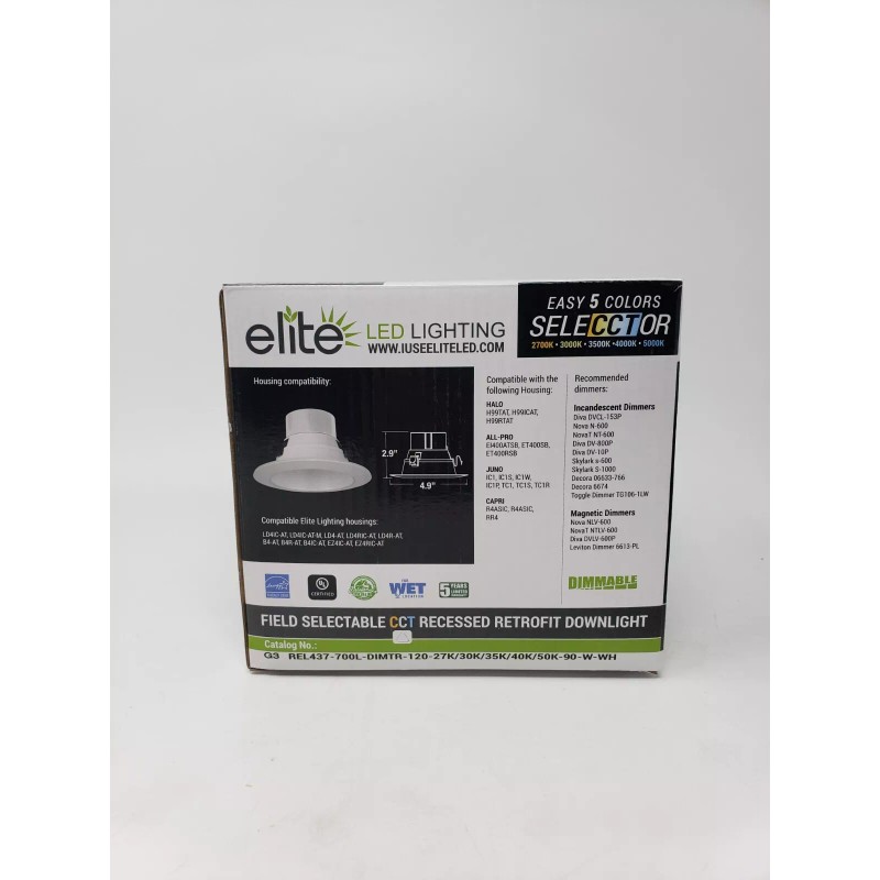Elite LED Light 4” Round Recessed Downlight Fixture G3 Field