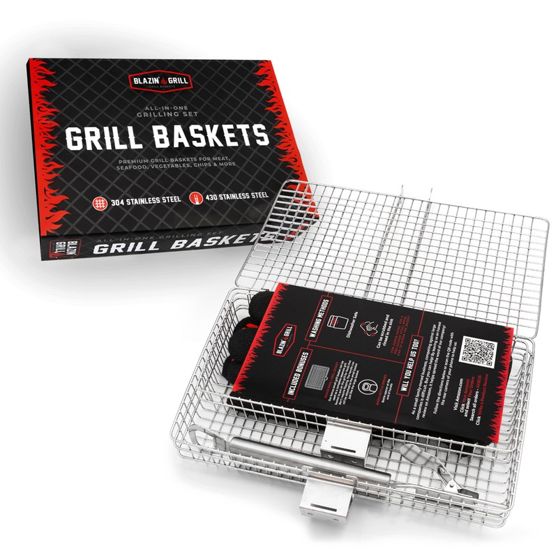 Blazin' Grill Grill Baskets for Outdoor Grill | 2 Grilling