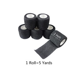 Transun Moo 6 Pack 2" x 5 Yards Self Adhesive Bandage Wrap Breathable Cohesive Vet Wrap for Pets, Elastic Self-Adherent Tape for Sports, Wrist, Ankle (Black)