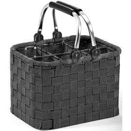 Kobolo Bottle Carrier Bottle Basket Nylon Mesh for 6 Bottles Black White, black