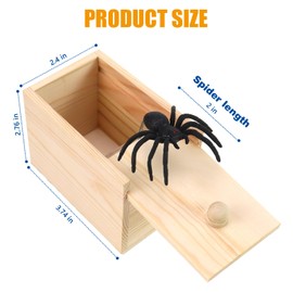 Xmoyaas Wooden Spider Prank Box, Rubber Spider Hidden in A Box Fun Prank Handicraft, Original Spider Trick Box, Christmas, April Fool or Birthday Surprise Toy Practical Gift Joke Toys for Kids Adults