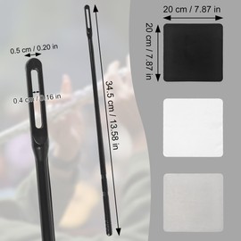 CONLI Flute Cleaning Kit 2 Flute Cleaning Rods with 6 Pack 20x20cm Large Flute Cleaning Cloth Musical Instruments Polishing and Cleaning Accessories - Pink, Yellow, Blue