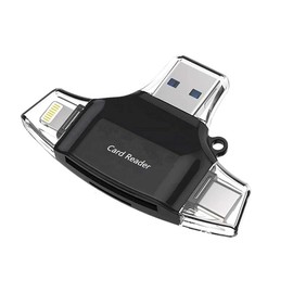 BoxWave Smart Gadget Compatible with Chainway C66 Fingerprint Scanner - AllReader SD Card Reader, microSD Card Reader SD Compact USB - Jet Black