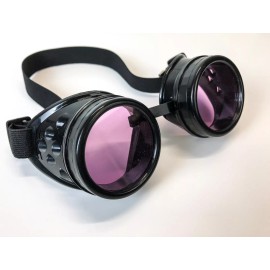 Unbranded Purple Lens Black Goggles Steampunk Punk Goth Burning man Sun glass 3 Set Lens