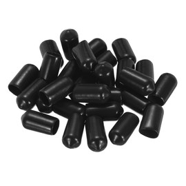 sourcing map 28Pcs Rubber End Caps, 8.5mm(5/16") ID Round Screw Thread Protectors Flexible Screw Bolt Covers Caps for Metal Tube Rod Bolt, Black