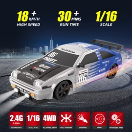 Sakeye RC Drift Car Remote Control Car, 1/16 2.4GHz 4WD Remote Control Drift Car Drifting RC Car with LED Lights Rechargeable Battery and Drifting Tires Toy Cars for Adults Boys Kids
