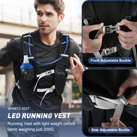 JOHNBOLIN LED Running Vest Men,Hydration Vest Women,Reflective Running Vests LED Backpacks,Cycling Vest for Phone and Water Bag,Motion Storage Vest With Cycling Running Climbing Hiking